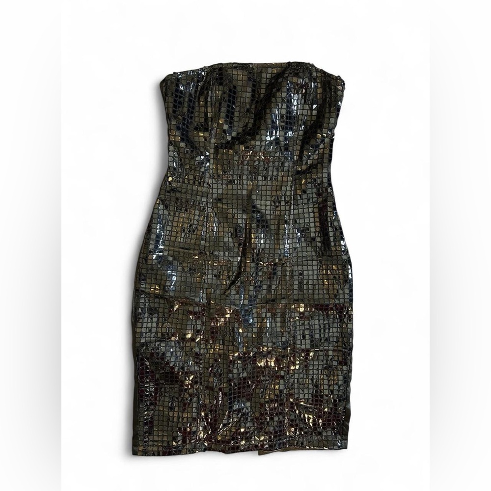 Black Sequin Strapless Dress LVLX